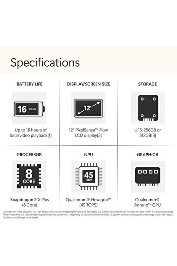 MICROSOFT Surface Pro 2-in-1 Laptop/Tablet (2025), Windows 11 Copilot+ PC, 12" Touchscreen Display,