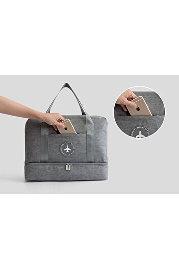 Aku Sport or Hand Travel Bag AKU, with Shoe Compartment, Waterproof, for Travel, Fitness, Grey AK5242