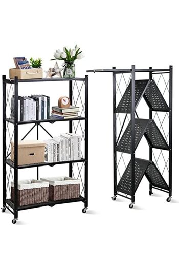 Generic Foldable Storage Organizer 4 Tier, Storage Shelves Kitchen Cabinet Storage Rack