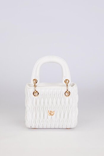 Levidor White Embossed Patterned Handbag