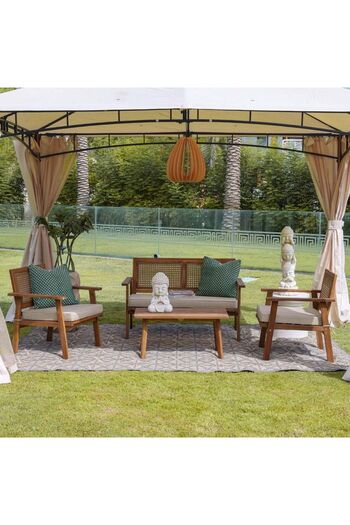 Danube Home Havana 4-Seater Outdoor Sofa Set - Brown, Includes 2 Single Sofas & 1 Table, 1 Year Warranty