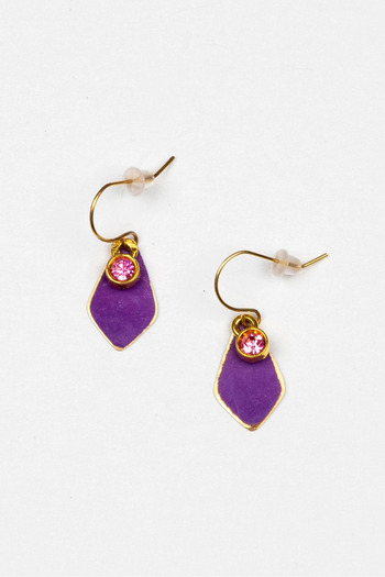 Lila Rosa Ethnic Authentic Purple Copper Earrings