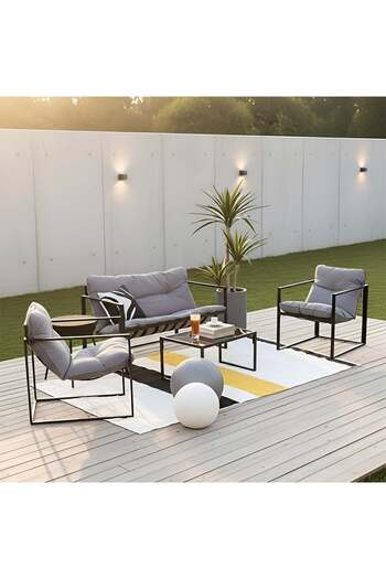 Danube Home Terry 4-Seater Outdoor Sofa Set - Grey | 2 Single Sofas & 1 Two-Seater with Table