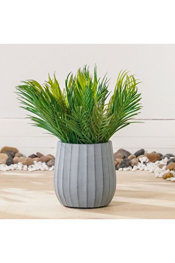 Danube Home Wide Ribs Fiber Clay Pot - Grey - 22x22x22 CM - Durable Outdoor Garden Accessory