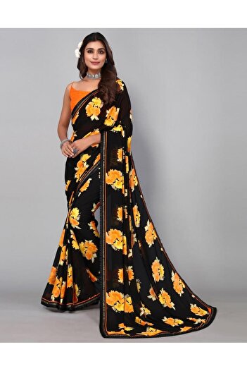 iza Black Georgette Saree