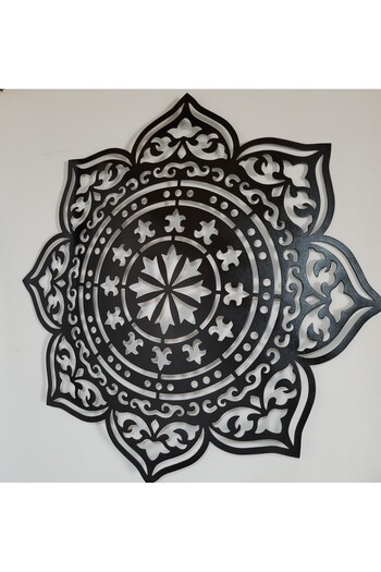 Kat Time Elegant and symmetrical black mandala wall decor that brings refinement and style to your walls.
