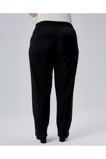Wear Up Decorative Button Back Waist Elastic Plus Size Trousers