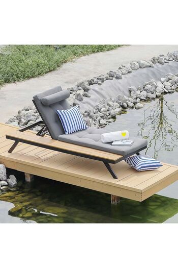 Danube Home Sunny Lounger with Side Table - Grey Outdoor Sun Lounger, 1 Year Warranty, Comfortable & Stylish