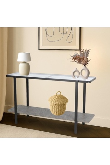 DEC13 Luxury entry console with black metal frame