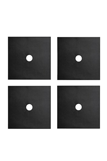 PARAFASA Set 4 protective stove liners, PARAFASA, Fiberglass/PTFE, Heat Resistant, 27x27 cm, Black
