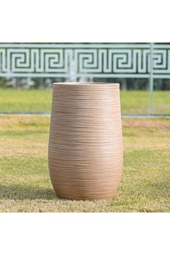 Danube Home Fiber Clay Pot with Rattan Design - 25x25x40 CM, Stylish Grey Outdoor Garden Planter