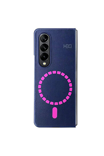 Fuchsia Samsung Galaxy Z Fold 4 Case Hbc-156 Forum Magneticsafe Cover - Navy Blue
