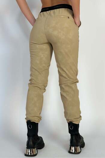 WildFashion Casual high-waisted elastic eco-leather pants V645-100