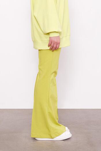 Levidor Pistachio Green Wide Leg Elastic Waist Sports Pants