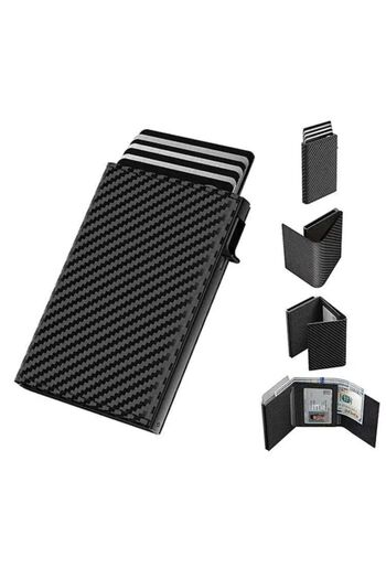 Rotixfy Carbon Fiber Wallet with RFID Protection, Black, Minimalist Design, Large Capacity for Cards and Ban