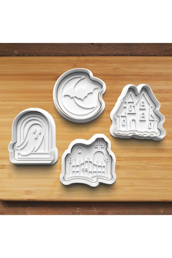 Hobist Halloween Horror House Set of 4 Cookie and Candy Dough Molds
