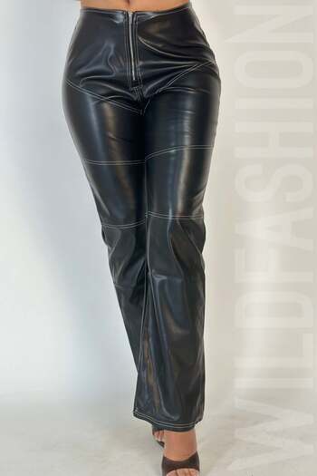 WildFashion Casual straight pants in imitation leather G829-1