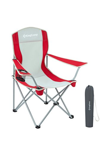 Other KingCamp Folding Camping Chair with Armrests - Red and Gray