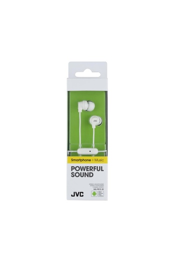 JVC HA-FR15-W-EF Headphones, Wired, In-Ear, Microphone, L-shaped plug compatible with iPhone, White