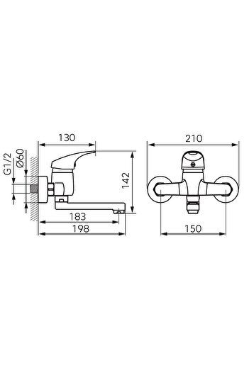 Other FERRO ONE Chrome Wall-Mounted Washbasin Tap