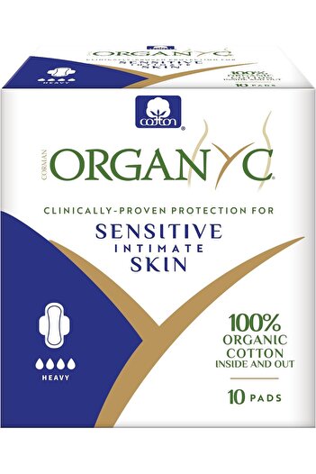 Corman Organyc Organyc 100% Certified Organic Cotton Feminine Pads, Sanitary Napkin, Heavy Flow, 10 Count