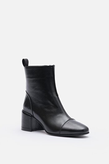 Bestyle Nyx Women's Black Genuine Leather Zippered Heeled Boots