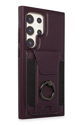 Fuchsia Samsung Galaxy S24 Ultra Hbc-228 Havana Magnet Cover with Business Card Holder - Deep Purple