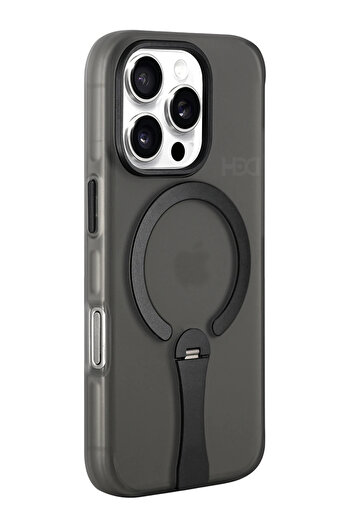 Fuchsia Apple iPhone 16 Pro Hbc-354 Kunlun Stand Magsafe Cover - Black