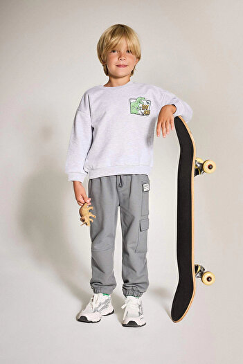 DeFacto F5088 Gray Baby Boy Elastic Waist Sweatpants