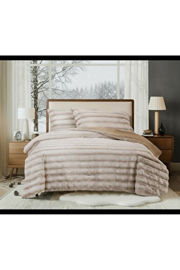 Bee Home Rabbit Fur Tan | 3-Piece Double Duvet Set
