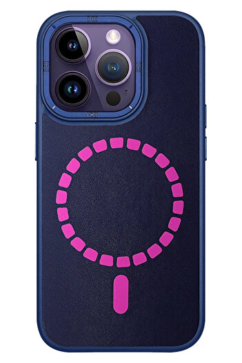 Fuchsia iPhone 14 Pro Max Case HBC-156 Forum Magneticsafe Cover - Navy Blue