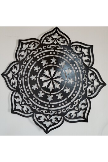 Kat Time Elegant and symmetrical black mandala wall decor that brings refinement and style to your walls.