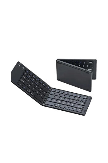 Bluetooth Connecting Mini Portable 2 Fold Foldable Keyboard For Multipurpose Device- Black