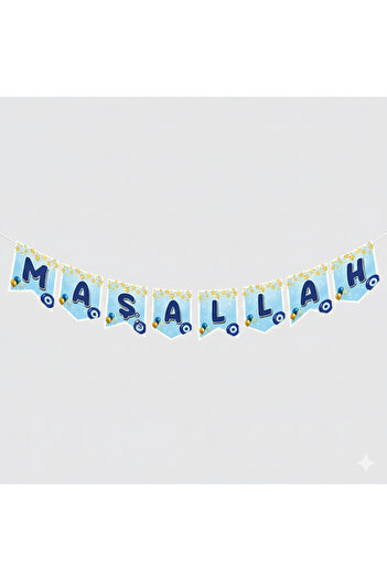 Deniz Party Store Star Detailed Mashallah Banner 4 Transparent Balloons with Confetti