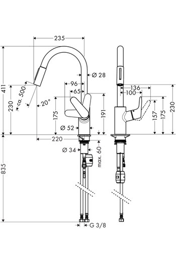 Other Hansgrohe Focus Sink Tap with Pull-Out Spout