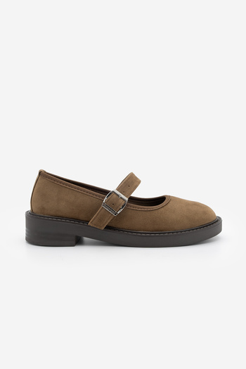Marjin Women's Loafer Strap Casual Shoes Norgi Tan Suede