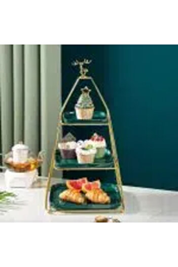 Trendy's Tava fructe, cu trei nivele,verde-gold