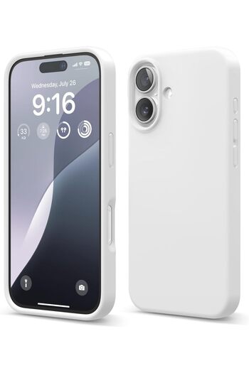 Merwish Apple iPhone 17 Compatible Velvet Inside Launch Silicone Case Cover White