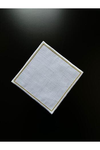 ELFİDA Luxury Embroidered Cocktail Coffee Serving Tray Napkin Mini Placemat Glitter - Baroque Design 3 (1 Piece)
