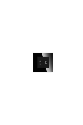 Bingoelec Complete Italian Standard Socket + TV socket with black glass frame