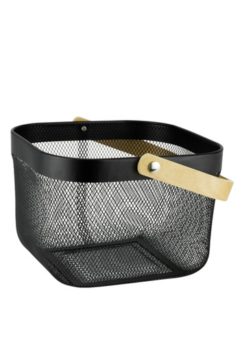 Culinaro Square metal basket with wooden handle, universal, WICKED, 24x24cm, black