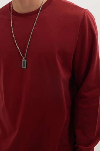 Tudors Men's Relax Fit Comfortable Cut 100% Cotton 2 Thread Crew Neck Burgundy Sweatshirt