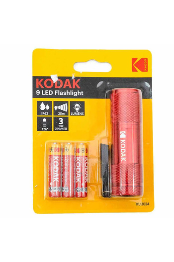 Kodak 9 Led Flashlight with 3 Batteries- Red