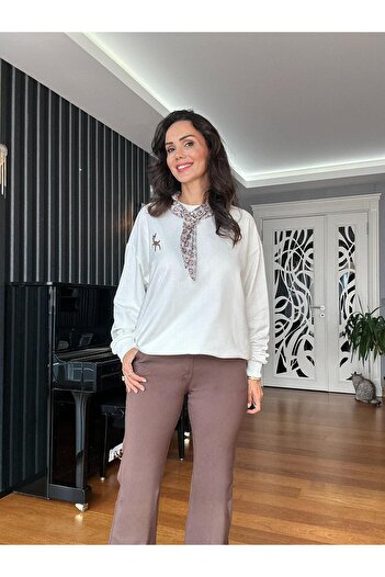 Atelier Derin Brown Elastic Waist Flare Pants
