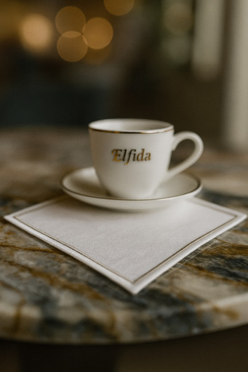 ELFİDA Luxury Embroidered Cocktail Coffee Serving Tray Napkin Mini Placemat Glitter - Baroque Design 3 (1 Piece)