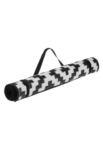 ANTBRO Plastic Beach Mat Roll, Aztec Pattern, 180x72 cm, Black/White