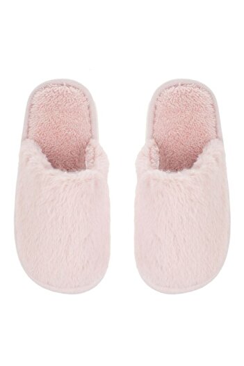 ANTBRO - Women's Home Slippers, Pink Faux Fur, Size 40-41