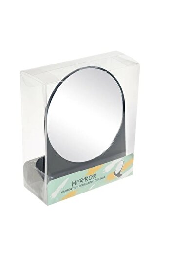 ANTBRO Round Table Mirror Antbro® with Single Face, Black, Fixed Base, 17x19cm