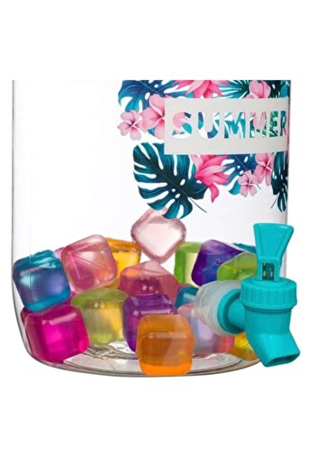 Wonderland Drink dispenser with 24 ice cubes, tap, multicolor, 3.8 liters, 13 x 26.5 cm