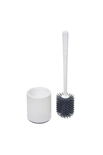ANTBRO Perie de toaletă flexibilă din silicon cu bază din plastic, albă, 36 cm